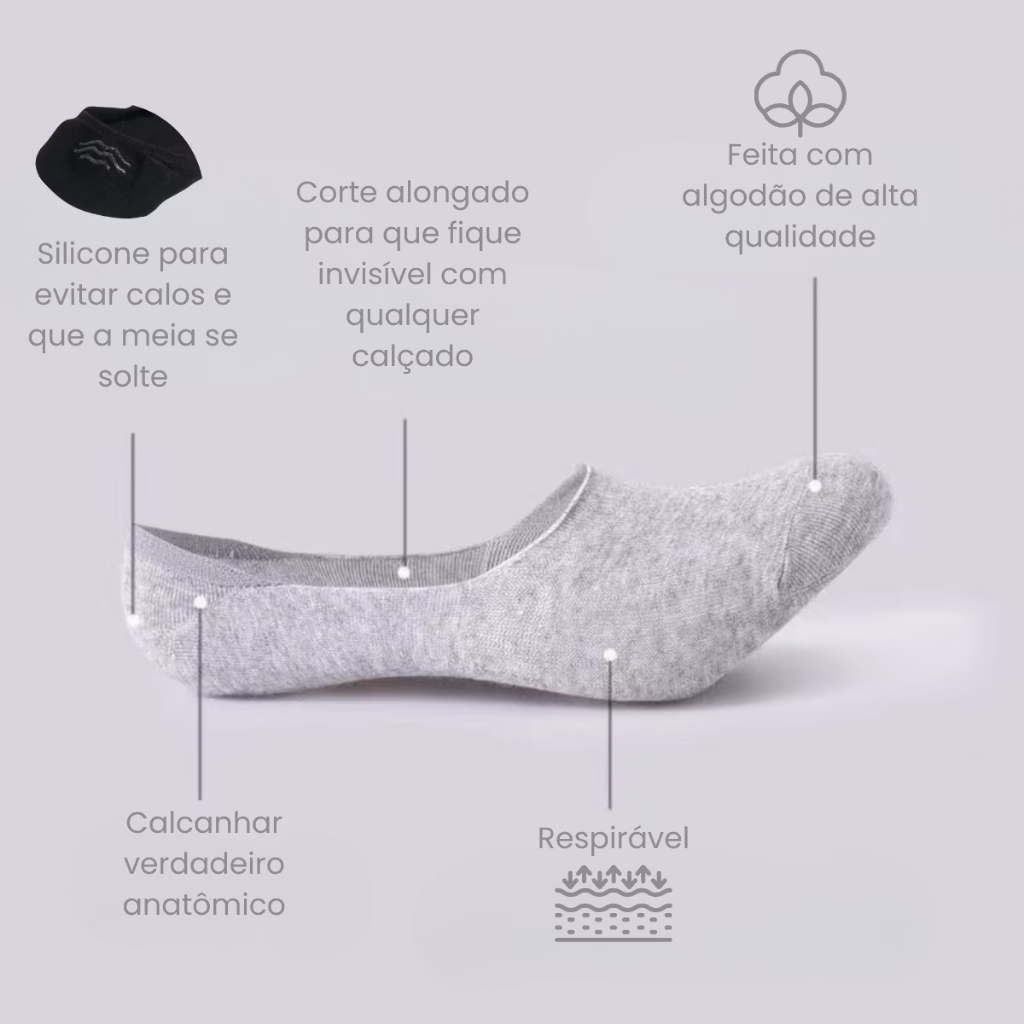 Kit com 12 Pares de Meia Soquete Unissex Meia Cano Curto - Imagem 2
