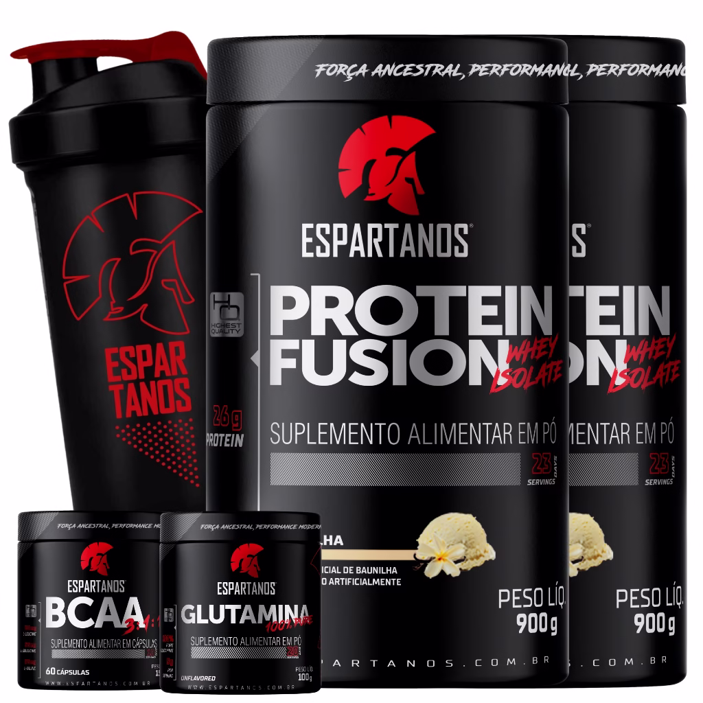 Kit 2x Protein Fusion Whey Isolado + Bcaa + Glutamina + Copo - Imagem 2