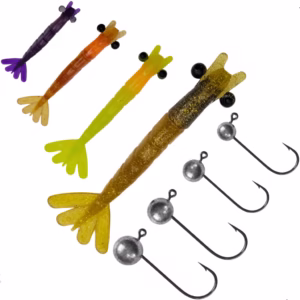 Kit 4Pçs Camarão Artificial + 4Pçs Jig Head - Summer