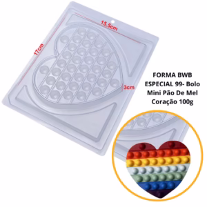 1-4 FORMAS BWB PARA CHOCOLATE (3 PARTES) COM SILICONE POP IT CORAÇÃO- CÓD.:10273