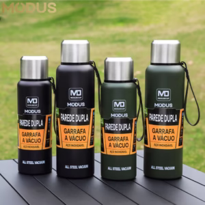 MODUS Garrafa Térmica Aço Inox Portátil Caneca de Viagem com Corda e Bolsa 1000ML/1500ML
