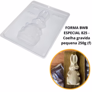1~4 Forma BWB Com Silicone (3 partes) Chocolate Cód.825 - Coelha Grávida Pequena (F) 250g. Páscoa