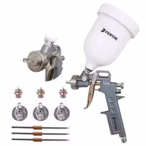 Pistola Pintura Gravidade Tanque Alto 600ml + Bicos + Kit Reparo Para Tinta Esmalte Base Água Verniz