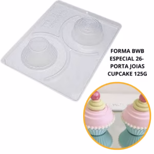 1~4 Forma BWB Com Silicone (3 partes) Para Chocolate Cód. 26 - Porta Jóias Cupcake 125g.