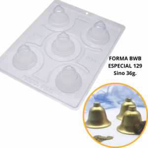 1~4 Forma BWB Com Silicone (3 partes) Para Chocolate Cód. 129 - Sino 36g. Natal, Festa Natalinas