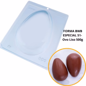 1~4 Forma BWB Com Silicone (3 partes) Para Chocolate Cód. 49 - Ovo Liso 250g. Páscoa