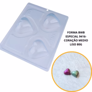 1~4 Coração Médio Liso 80 g forma bwb com silicone (3 partes) cod 9416//