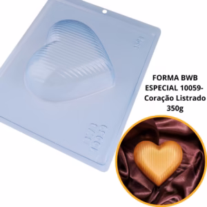 1~4 Forma bwb com silicone (3 partes) cod 10059 - Coração Listrado 350g//