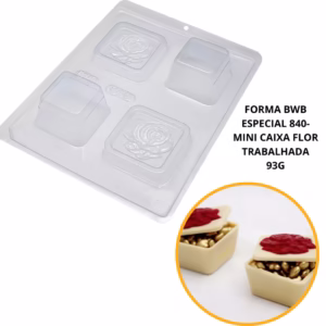 1~4 Forma bwb com silicone (3 partes) cod 840 - Mini Caixa Flor Trabalhada 93 gramas