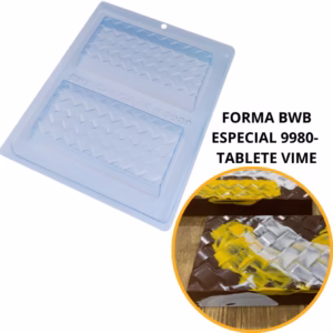 1~4 Forma BWB Com Silicone (3 partes) Para Chocolate Cód. 9980 - Tablete Vime 250g. Barra Recheada