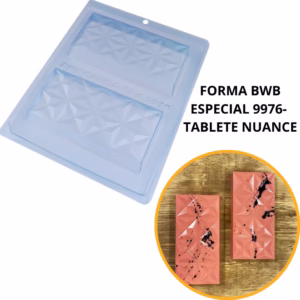 1~4 Forma BWB Com Silicone (3partes) Para Chocolate Cód.9976-Tablete Nuance 3D 250g. Barra Recheada
