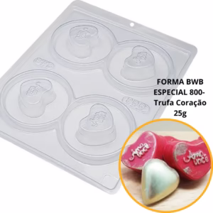 1~4 Forma BWB Com Silicone (3 partes) cód 800  - Trufa Coração 25g. Para Festas Trufas, Bombons