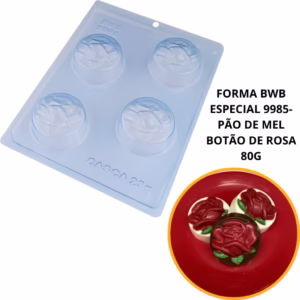 forma bwb com silicone (3 partes) cod  9985 - Pão de Mel Botão de Rosa 80 gramas