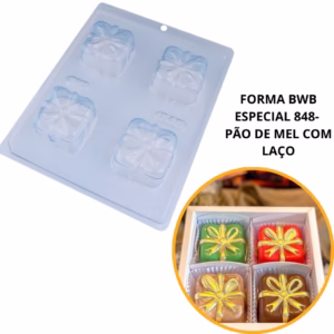 1~4 forma bwb com silicone (3 partes) cod 848 - Pão de Mel com Laço 75 g
