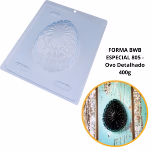 1~4 Forma BWB Com Silicone (3 partes) Para Chocolate Cód. 805 - Ovo Trabalhado 400g. Páscoa