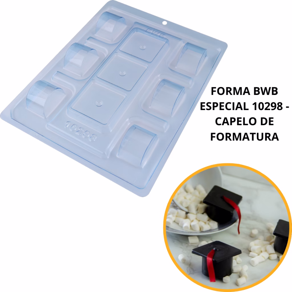 forma bwb silicone 3 partes para chocolate capelo de formatura 10298