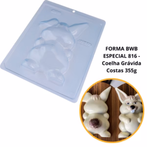 1~4 Forma BWB Com Silicone (3 partes) Para Chocolate Cód. 816 - Coelha Grávida (C) 350g. Páscoa
