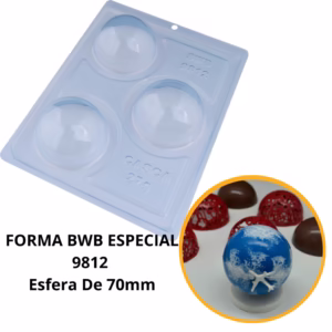 1~4 Forma para chocolate bwb com silicone (3 partes)9812 - Esfera de 70 mm 150g conjunto