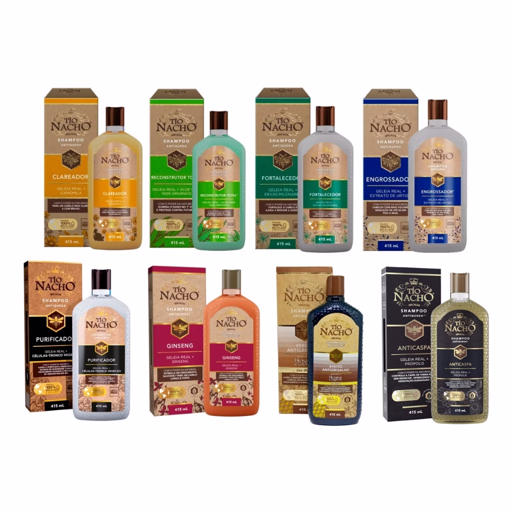 Shampoo Tio Nacho Engrossador/Clareador/Reconstrutor/Fortalecedor/Purificador/Anticaspa - 1 Unidade