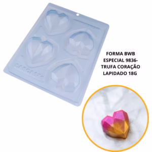 1~4 Forma BWB Com Silicone(3partes)Para Chocolate Cód.9836-Trufa Coração Lapidado 65g. Para Bombons.