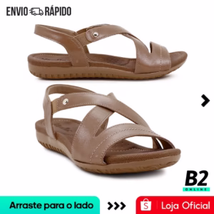 Sandália Usaflex Rasteira Feminina em Couro Original com Nota Fiscal e Garantia