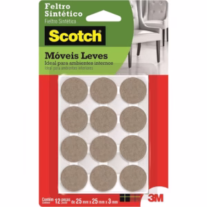 Protetor de Piso 3M Scotch Redondo Pequeno 12 Pç Marrom Não Risca