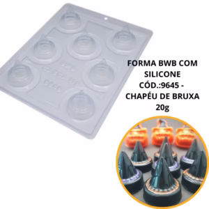 1~4 FORMA BWB COM SILICONE (3 PARTES) CÓD.:9645 - CHAPÉU DE BRUXA 20g. HALLOWEEN DIA DAS BRUXAS