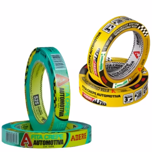 Fita Crepe Automotiva Verde E Amarelo Para Pintura Porta Janela Carro Moto Uso Geral Profissional