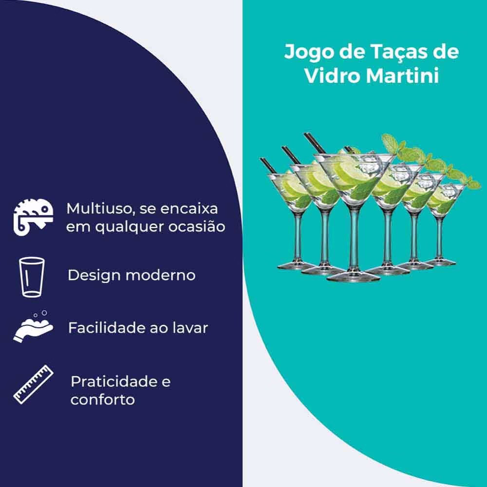 Jogo de Taças de Vidro Martini para Drink 6pcs, 225ml - Ruvolo - Imagem 2
