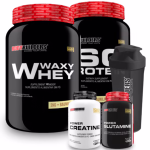 Kit Waxy Whey 2kg + Iso Protein 2kg + Creatina 100g + Glutamina 100g + Coqueteleira - Bodybuilders