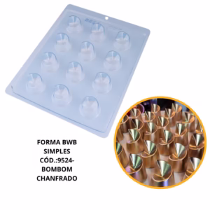 FORMA SIMPLES BOMBOM CHANFRADO CÓD.:9524 - (A2) EM ACETATO BWB PARA BOMBOM, DOCES DE CHOCOLATE E CONFEITARIA.