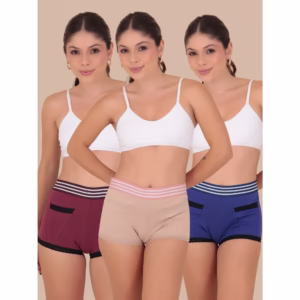 Kit 3 Calcinhas Short Maui de Algodão Lingerie Moda Feminina Íntima