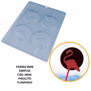 FORMA SIMPLES PIRULITO FLAMINGO CÓD.:9694 (D4) EM ACETATO BWB PARA BOMBOM, DOCES DE CHOCOLATE E CONFEITARIA.
