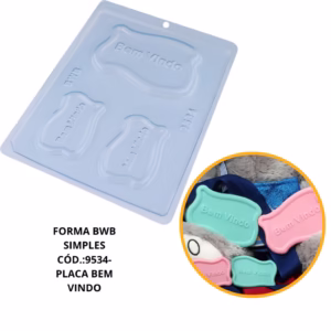 FORMA SIMPLES PLACA LISA BEM VINDA CÓD.:9534 (E2) EM ACETATO BWB PARA BOMBOM, DOCES DE CHOCOLATE E CONFEITARIA.