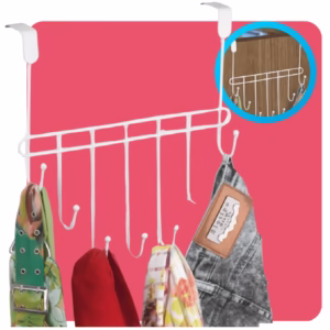 Cabide De Porta 7 Ganchos para Roupas Calça Camiseta Camisa Emborrachado Encaixe Porta Arthi