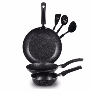 Jogo Frigideira Francesa 3 Peças E 3 Espatula Preto Nacional