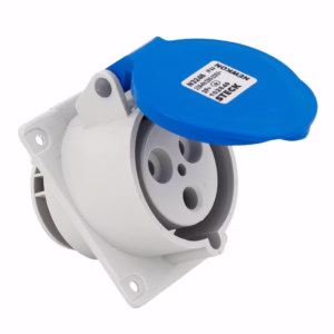 Tomada Femea Embutir Newkon 32A 220/240V 2P+T 3 Pinos 6H Azul Industrial P/ Paineis Elétricos Steck