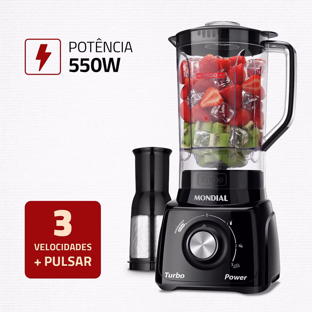 Liquidificador Mondial L‑99 Turbo 550 W 3 Velocidades - Imagem 2