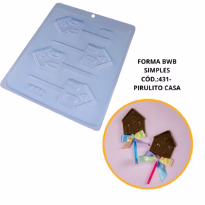 FORMA SIMPLES PIRULITO CASA CÓD.:431 - (D2) EM ACETATO BWB PARA BOMBOM E DOCES DE CHOCOLATE CONFEITARIA E PÁSCOA........