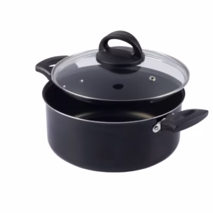 Caçarola Antiaderente Tampa Vidro 18Cm 1900Ml Preto Nacional