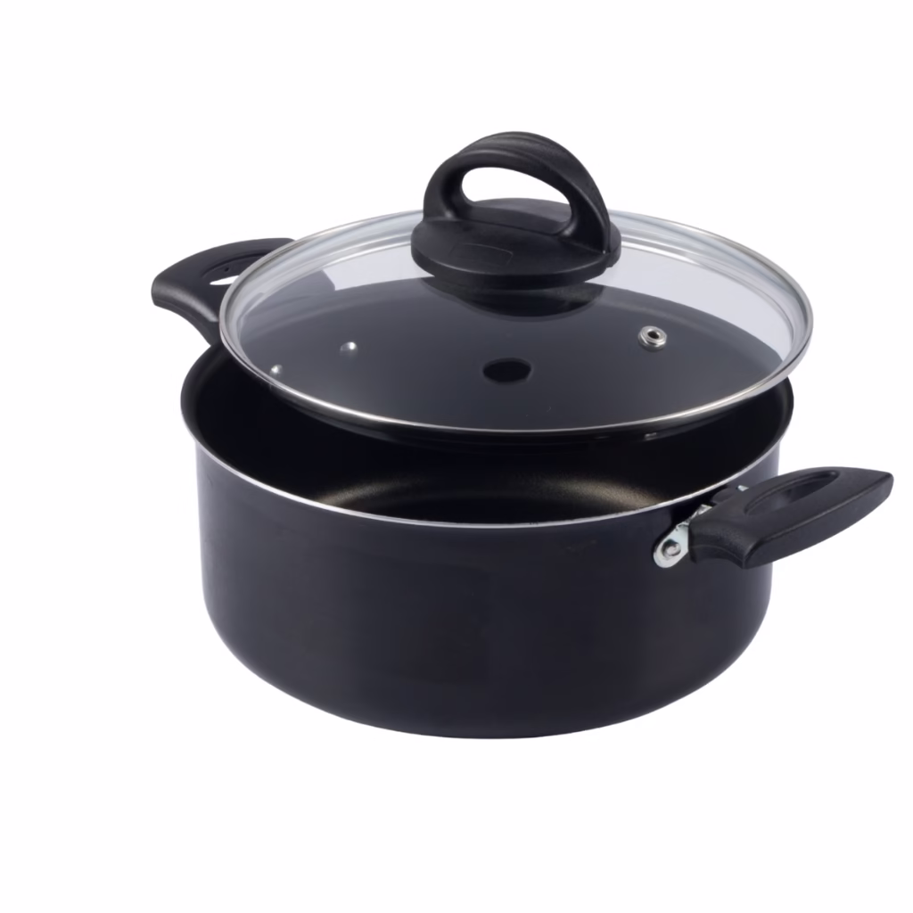 Caçarola Antiaderente Tampa Vidro 18Cm 1900Ml Preto Nacional