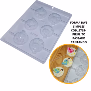 FORMA SIMPLES PIRULITO PÁSSARO CANTANDO CÓD.:9765 - D7 EM ACETATO BWB PARA BOMBOM DOCES DE CHOCOLATE E CONFEITARIA.
