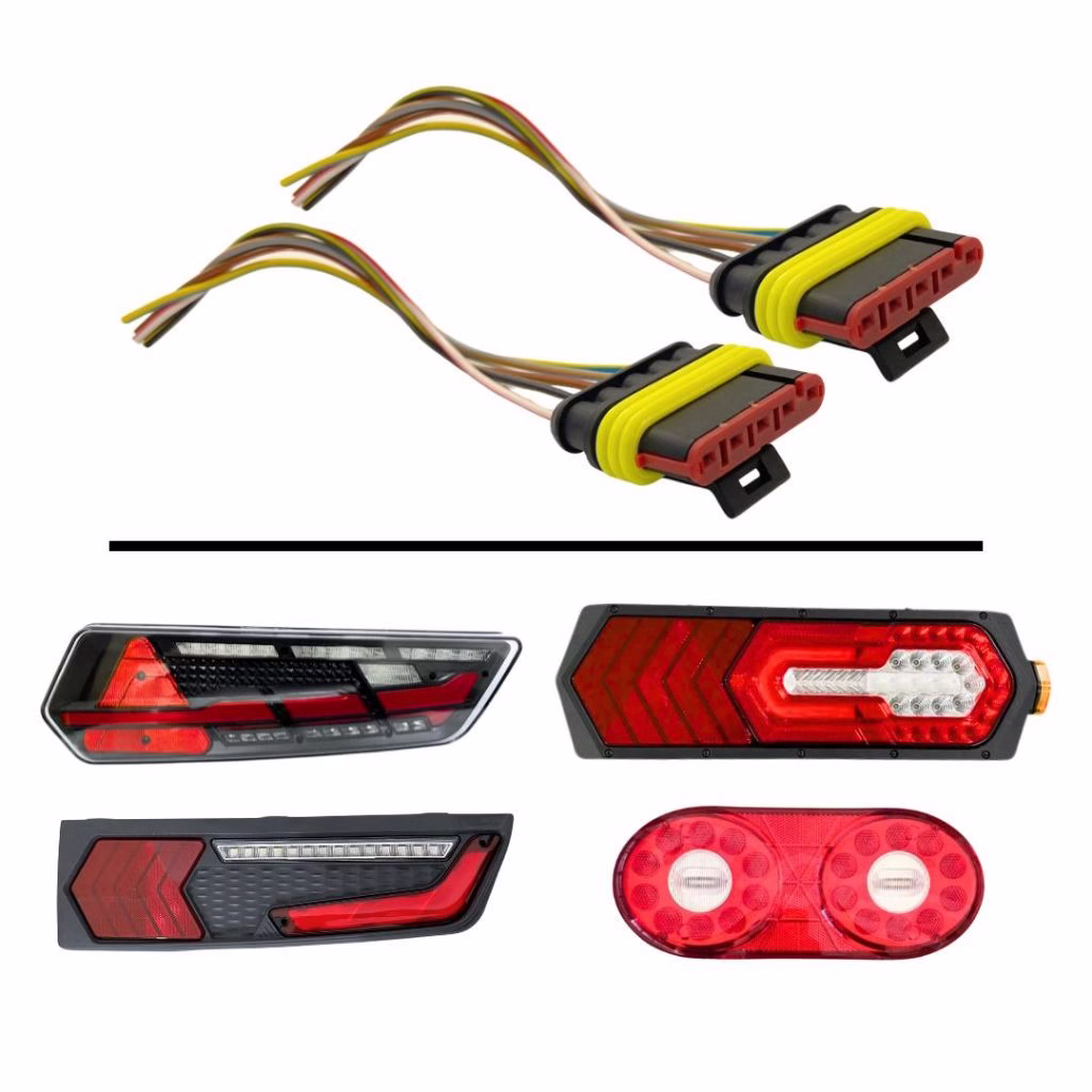 Par Chicote Conector Lanterna Randon Guerra Librelato Braslux 5 Vias Femea Universal