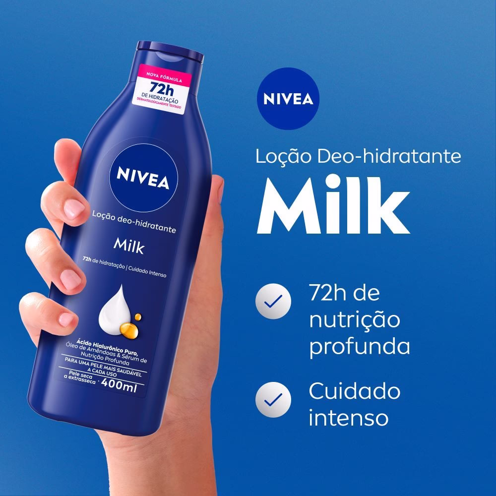 NIVEA Loção Hidratante Milk Pele Seca a Extrasseca 400ml - Imagem 2