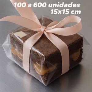 KIT embalagem bem casado lembrancinha 15x15 celofane transparente SEM TORÇÃO