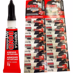 Cartela Super Cola Instantânea Com 12 Unidades Auto Poder De Fixação Couro Metal