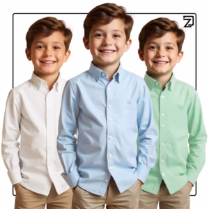 Kit 3 Camisa Infantil Social Manga Longa Menino