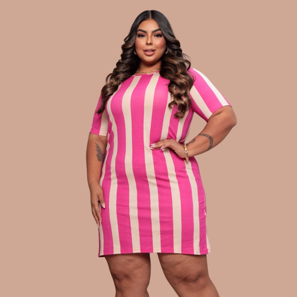 Vestido Feminino Plus Size Camisão Moda Elegante Verão Tecido Viscolycra Premium Plus Sise Curvy - Imagem 2