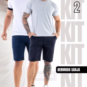 Kit 2 Bermudas Masculinas Sarja Urban Zone Jeans Slim Esporte Fino Casual