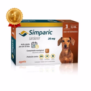 Antipulgas e Carrapatos Simparic Cães de 5,1 a 10kg com 3 Comprimidos (20 mg)